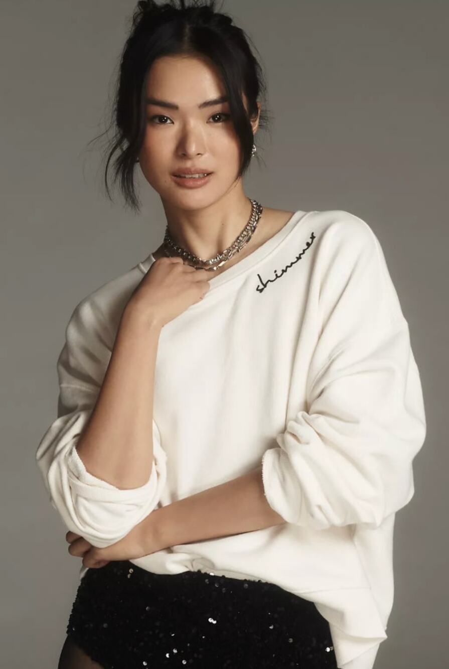 Pilcro Anthropologie Off White Embroidered Sweatshirt XXS
